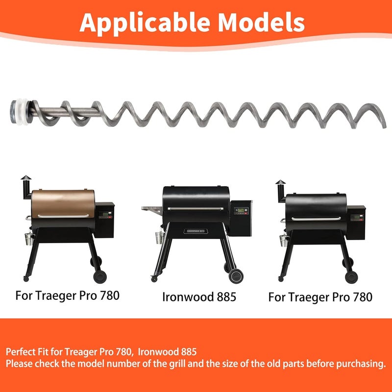 PHYESUVIN KIT0431 Auger Shaft Push Rod and Auger Brushing for Traeger Pellet Grill, 20 Inch Auger Shaft Assembly Replacement for Traeger Pro 780 and Ironwood 885 Pellet Grills - Image 2